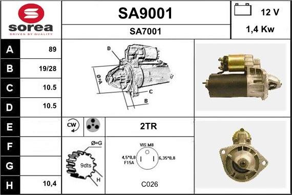 SNRA SA9001 - Starteris adetalas.lv