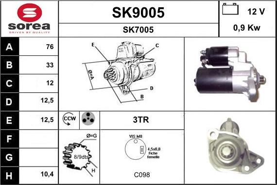 SNRA SK9005 - Starteris adetalas.lv