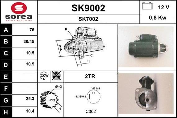 SNRA SK9002 - Starteris adetalas.lv