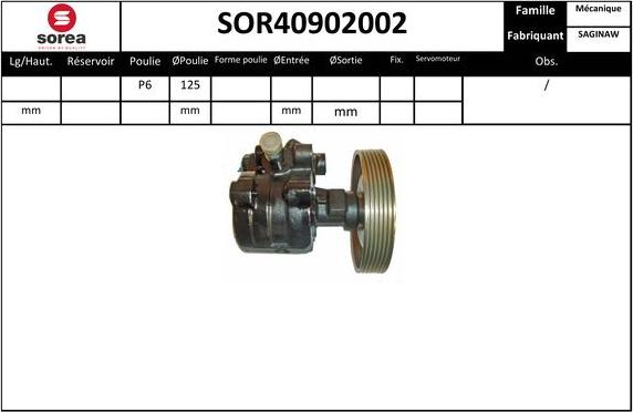 SNRA SOR40902002 - Hidrosūknis, Stūres iekārta adetalas.lv