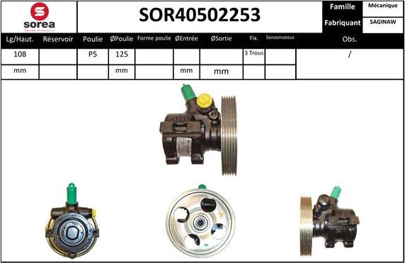 SNRA SOR40502253 - Hidrosūknis, Stūres iekārta adetalas.lv