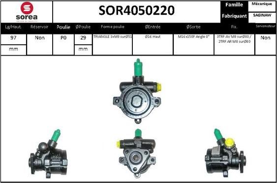 SNRA SOR4050220 - Hidrosūknis, Stūres iekārta adetalas.lv