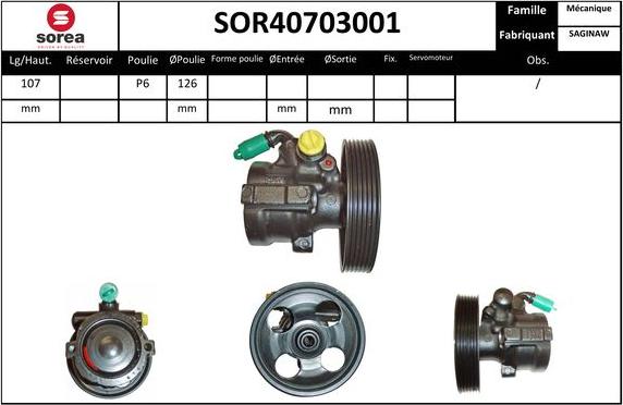 SNRA SOR40703001 - Hidrosūknis, Stūres iekārta adetalas.lv