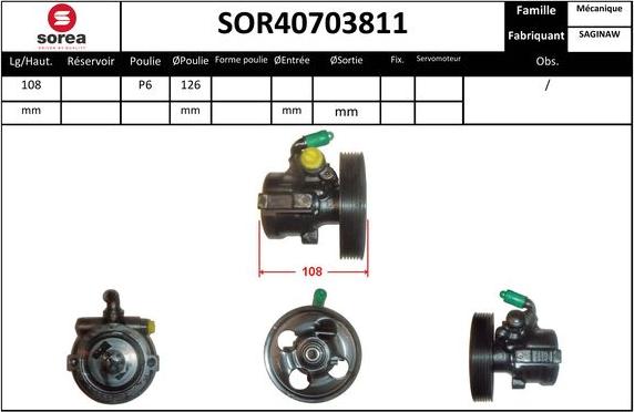 SNRA SOR40703811 - Hidrosūknis, Stūres iekārta adetalas.lv