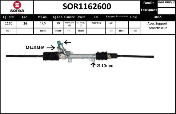 SNRA SOR1162600 - Stūres mehānisms adetalas.lv