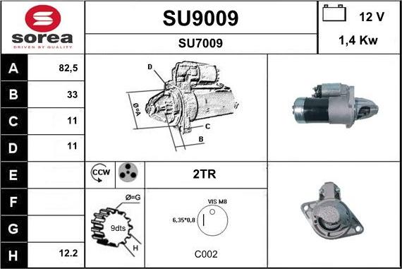 SNRA SU9009 - Starteris adetalas.lv