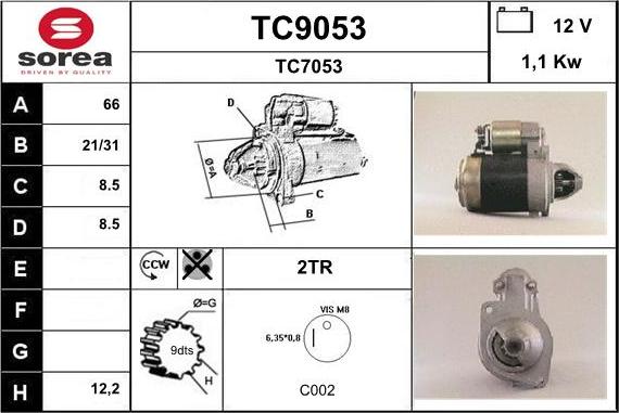 SNRA TC9053 - Starteris adetalas.lv