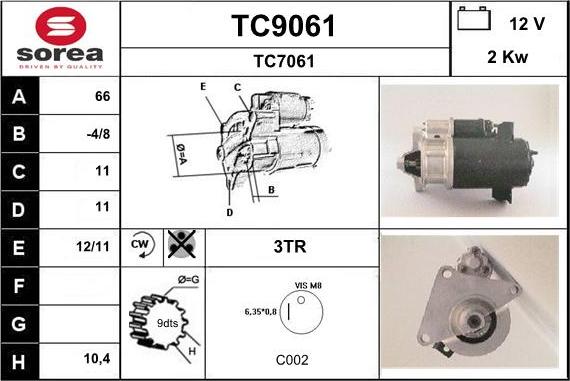 SNRA TC9061 - Starteris adetalas.lv