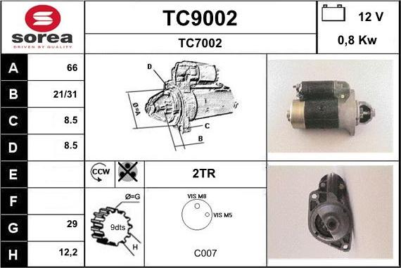 SNRA TC9002 - Starteris adetalas.lv