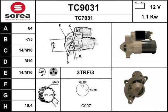 SNRA TC9031 - Starteris adetalas.lv