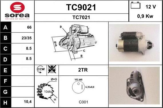 SNRA TC9021 - Starteris adetalas.lv