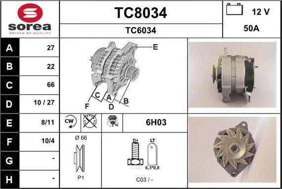 SNRA TC8034 - Ģenerators adetalas.lv