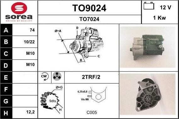 SNRA TO9024 - Starteris adetalas.lv