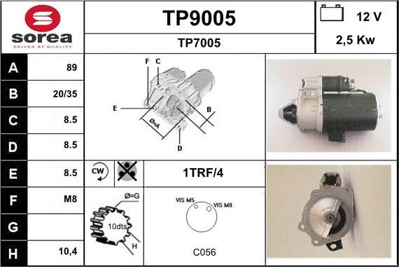 SNRA TP9005 - Starteris adetalas.lv