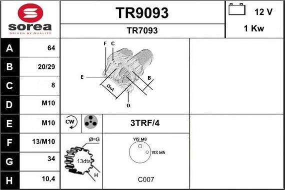 SNRA TR9093 - Starteris adetalas.lv