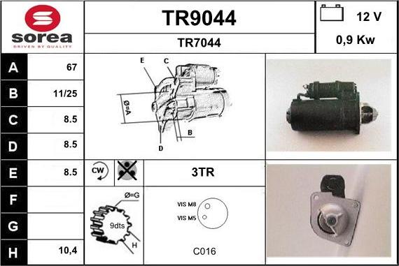 SNRA TR9044 - Starteris adetalas.lv