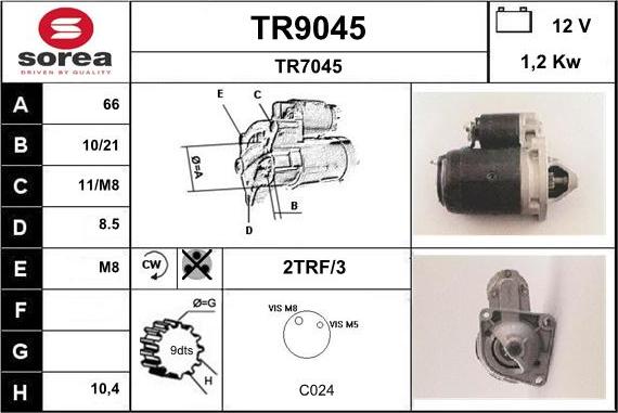 SNRA TR9045 - Starteris adetalas.lv