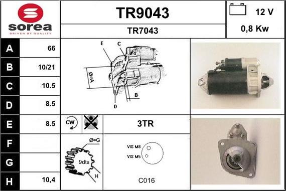 SNRA TR9043 - Starteris adetalas.lv