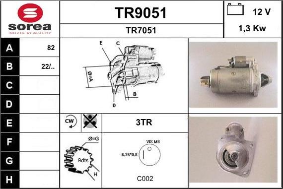 SNRA TR9051 - Starteris adetalas.lv