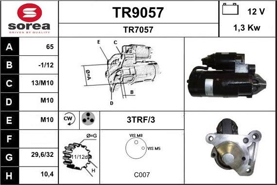 SNRA TR9057 - Starteris adetalas.lv