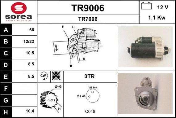 SNRA TR9006 - Starteris adetalas.lv