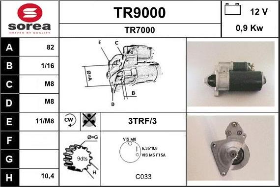 SNRA TR9000 - Starteris adetalas.lv