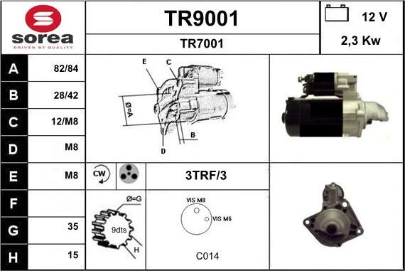 SNRA TR9001 - Starteris adetalas.lv