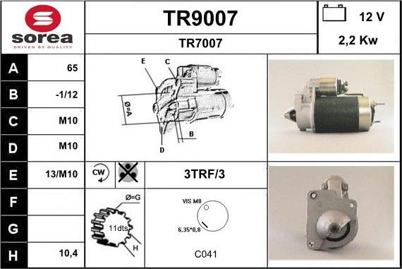 SNRA TR9007 - Starteris adetalas.lv