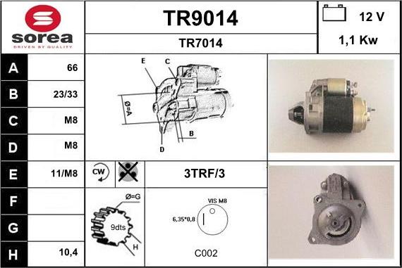 SNRA TR9014 - Starteris adetalas.lv