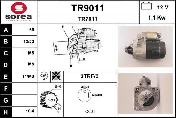 SNRA TR9011 - Starteris adetalas.lv