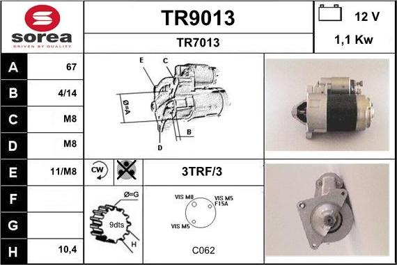 SNRA TR9013 - Starteris adetalas.lv