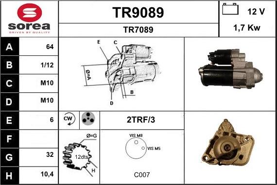 SNRA TR9089 - Starteris adetalas.lv