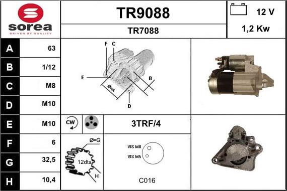 SNRA TR9088 - Starteris adetalas.lv