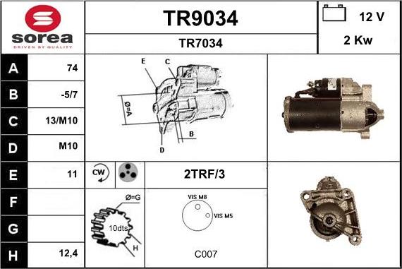 SNRA TR9034 - Starteris adetalas.lv