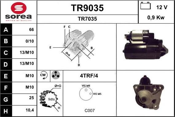 SNRA TR9035 - Starteris adetalas.lv