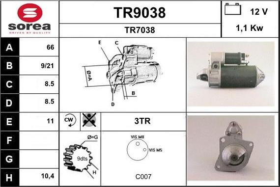 SNRA TR9038 - Starteris adetalas.lv