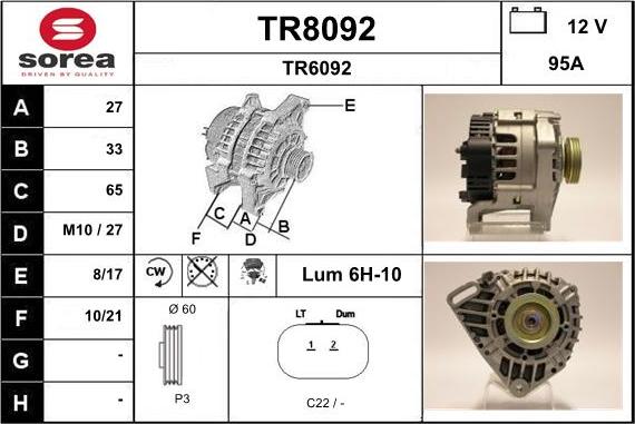 SNRA TR8092 - Ģenerators adetalas.lv