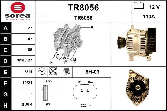 SNRA TR8056 - Ģenerators adetalas.lv