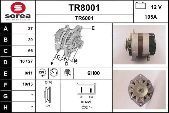 SNRA TR8001 - Ģenerators adetalas.lv