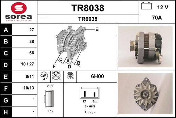 SNRA TR8038 - Ģenerators adetalas.lv