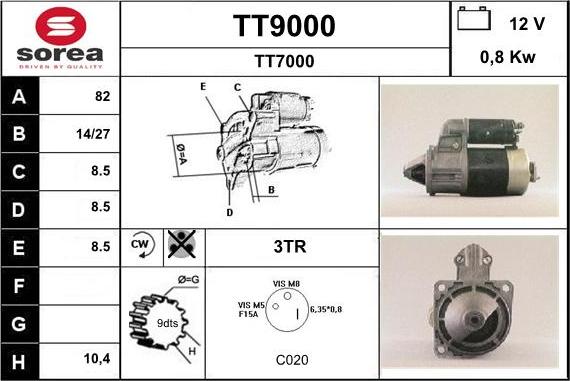 SNRA TT9000 - Starteris adetalas.lv