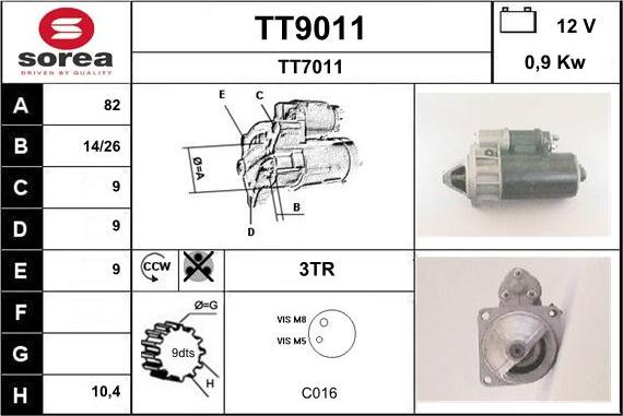 SNRA TT9011 - Starteris adetalas.lv