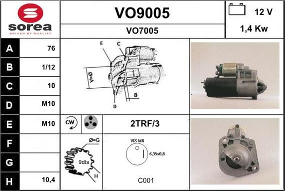 SNRA VO9005 - Starteris adetalas.lv