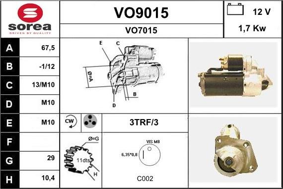 SNRA VO9015 - Starteris adetalas.lv