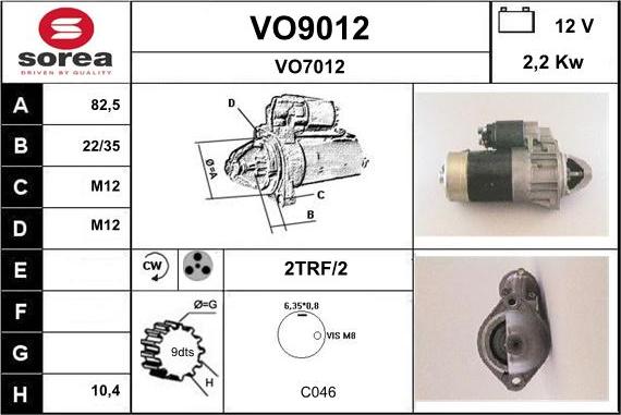 SNRA VO9012 - Starteris adetalas.lv