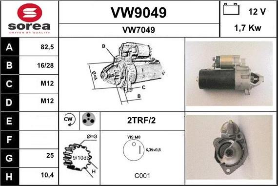 SNRA VW9049 - Starteris adetalas.lv