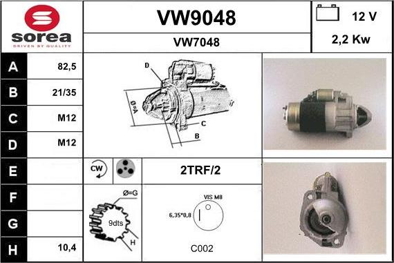 SNRA VW9048 - Starteris adetalas.lv