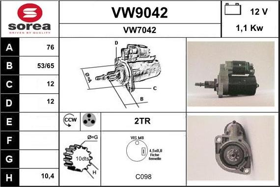 SNRA VW9042 - Starteris adetalas.lv