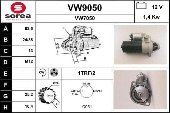 SNRA VW9050 - Starteris adetalas.lv