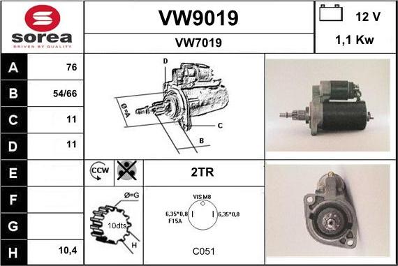 SNRA VW9019 - Starteris adetalas.lv